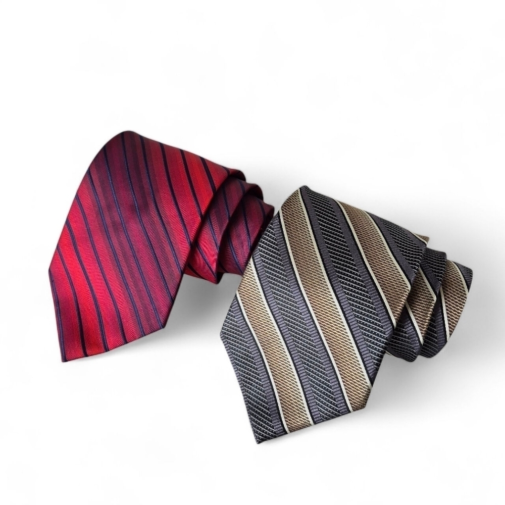 Joseph & Feiss 100% Silk Long Ties Striped Office Formal Set Of 2